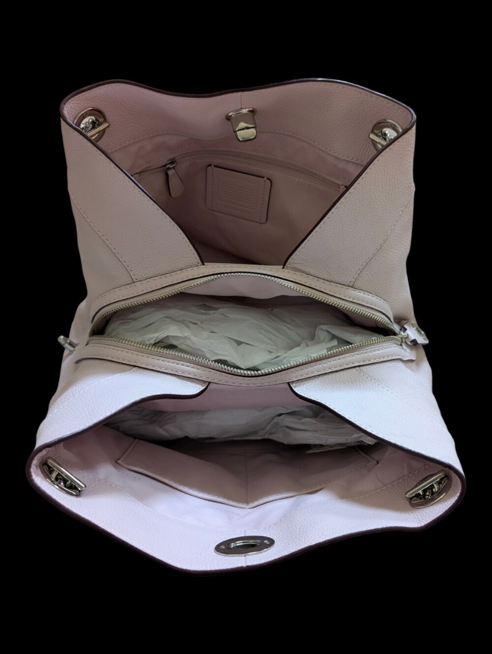Coach Edie Soft Pink Pebbled Leather Shoulder Bag with Chain Straps. GWP - Picture 2 of 12